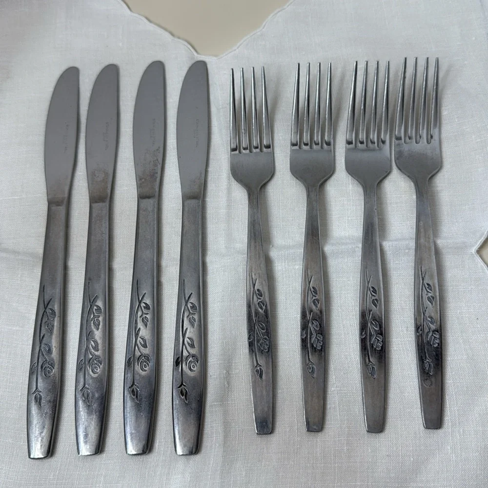 Summer Breeze Floral Pattern Sears & Roebuck Stainless Steel Flatware 8 Pc Japan